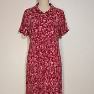 Norm Thompson Red and White Polka Dot Maxi Dress With Buttons Size Medium